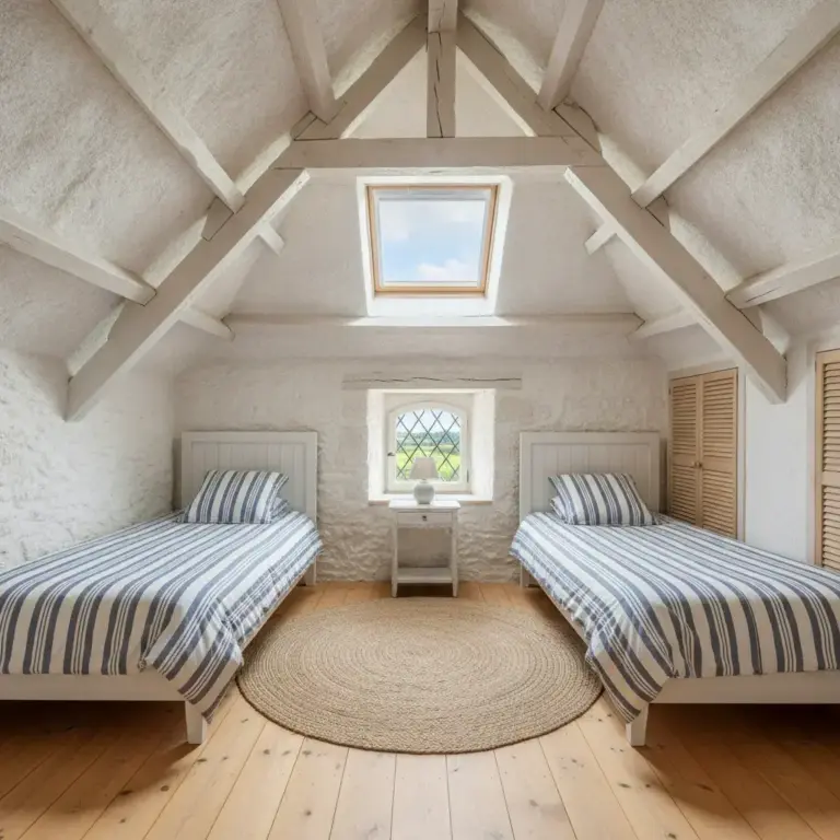 Chambre sous les toits, deux lits simples