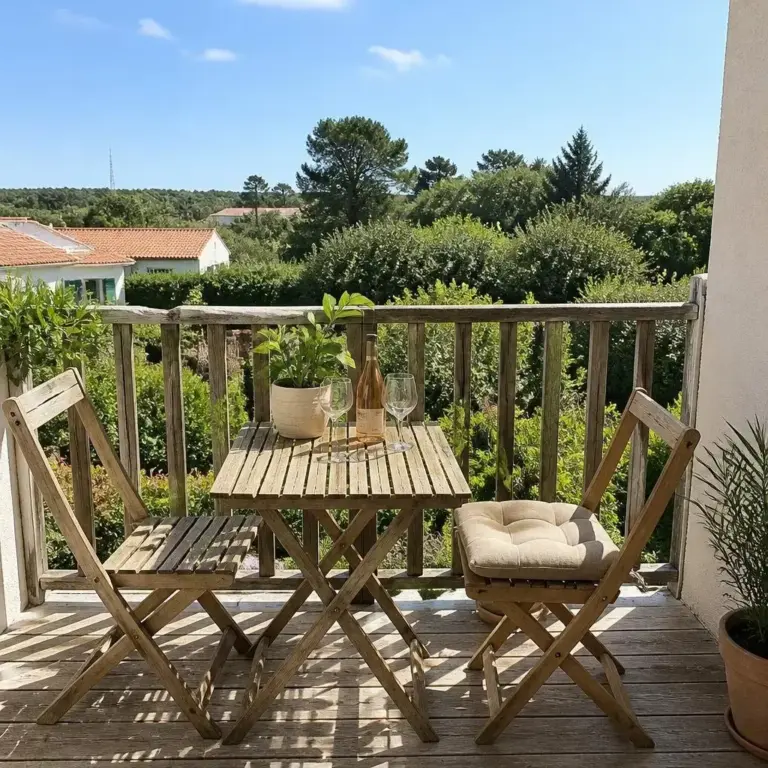 Studio pour 3 personnes à Saint-Georges-d'Oléron, Studio avec balcon et vue sur pinède